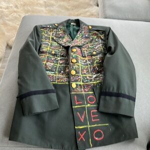 One-of-a-Kind Hand-Painted Vintage U.S. Army Officer Jacket Wearable Protest Art